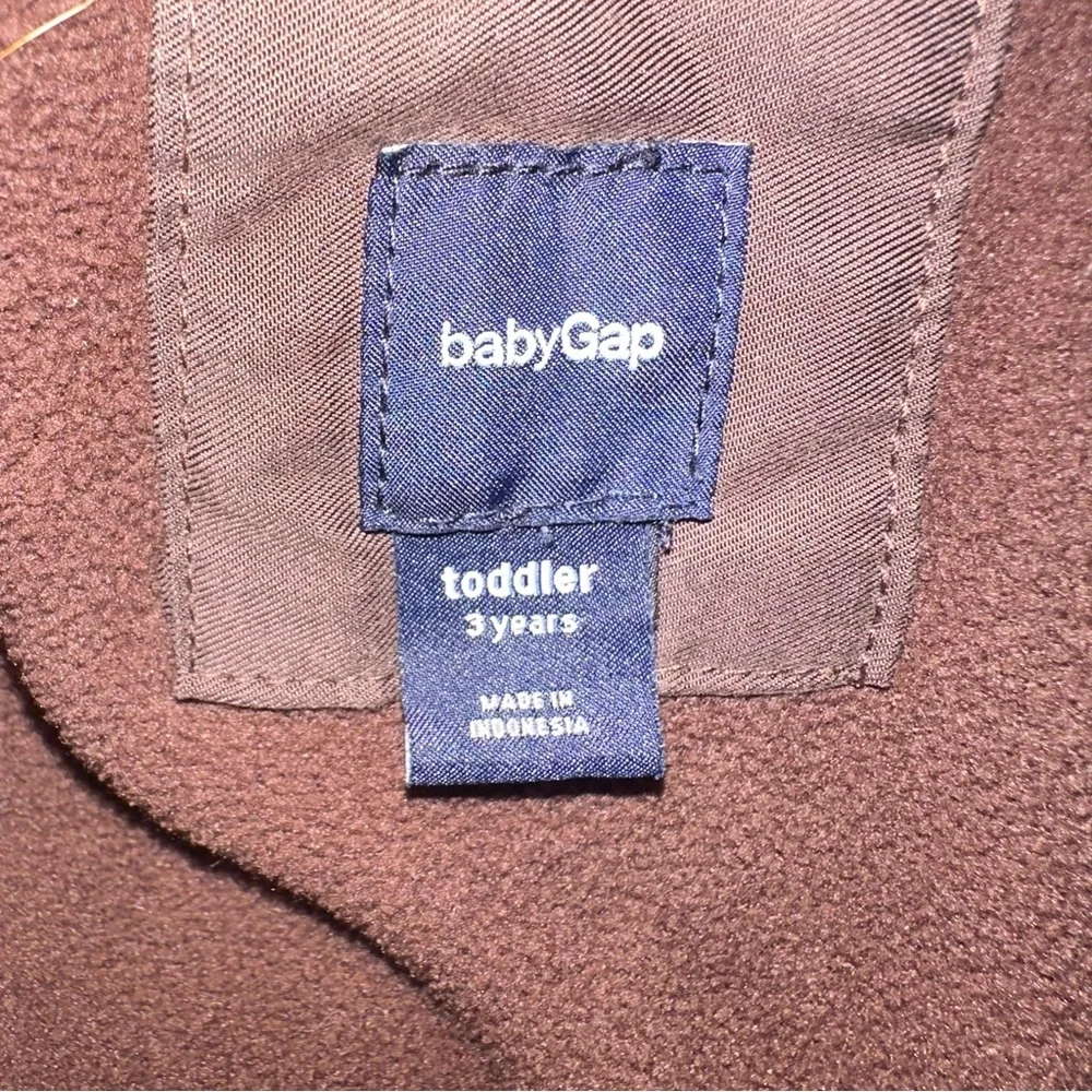 Baby Gap Quilted Hooded Jacket Double Button‎ Closure Chocolate Brown Size 3